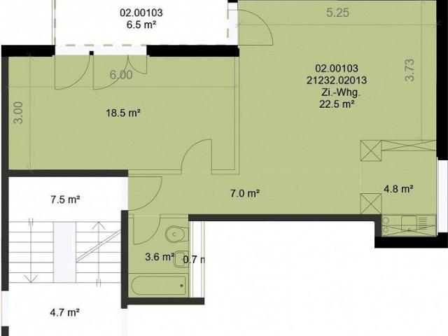 2 ZW à 56 m² im 2. OG