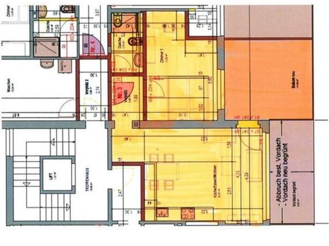 2 Zimmer, 43 m², 1. Stock