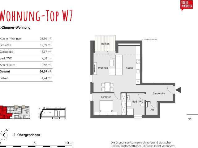 2 Zimmer Wohnung im 2.OG mit Balkon, provisionsfrei