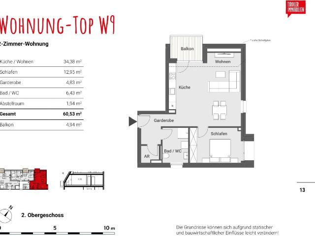 2 Zimmer Wohnung im 2.OG mit Balkon, provisionsfrei