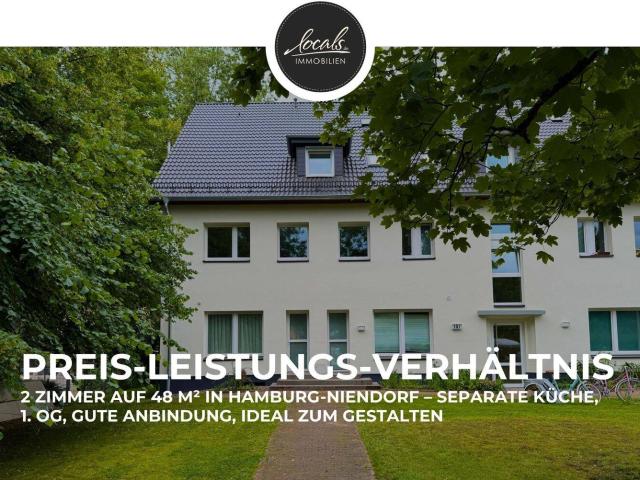 2 Zimmer auf 48 m² in Hamburg Niendorf separate Küche, 1. OG, gute Anbindung, ideal zum Gestalten