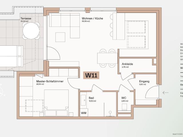 2 Zimmer Dachgeschoss Loft Kompakt, exklusiv und luftig W11