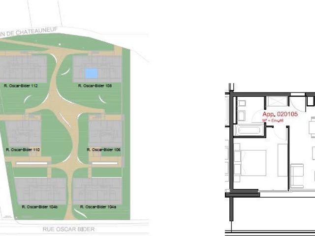 2.5 Zimmer, 46 m², 1. Stock