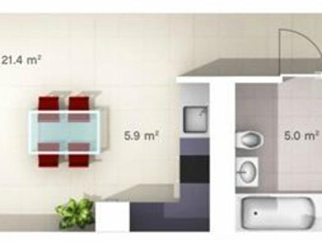 2.5 Zimmer, 55 m², 3. Stock