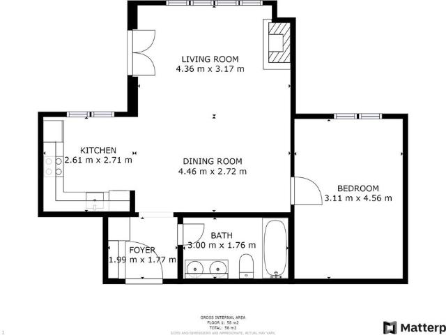 2.5 Zimmer, 58 m², EG