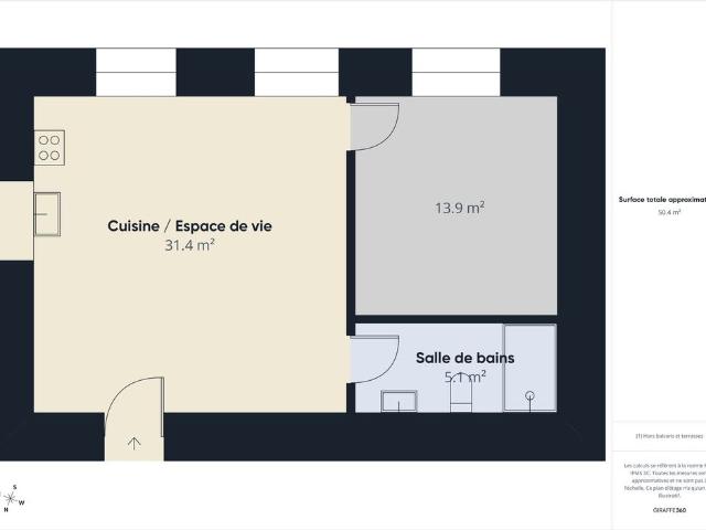 2.5 Zimmer, 50 m², EG