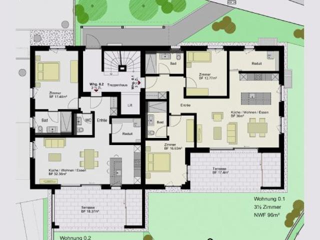2.5 Zimmer, 72 m², 2. Stock