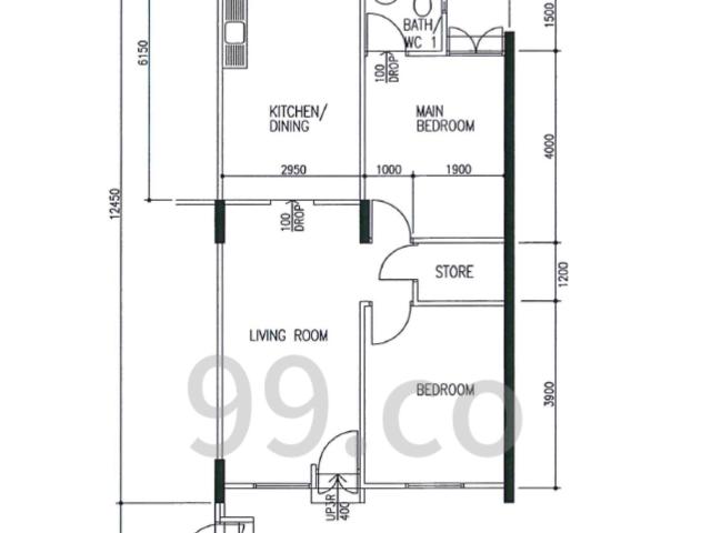 327 Clementi Avenue 5 HDB Apartment For Rent, $3,500, 2 Bed 2 Bath 700 sqft $5.00 psf