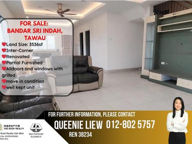 3536sf Corner Double Storey Partial furnished Bandar Sri Indah Tawau