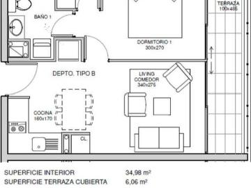$ 380.000 Departamento en Arriendo en La Florida 1 dormitorio 1 baño / Kutt Property
