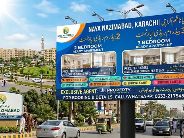 3 Bedroom & 2 Bedroom Ready Apartments in Naya Nazimabad Karachi Prime Living