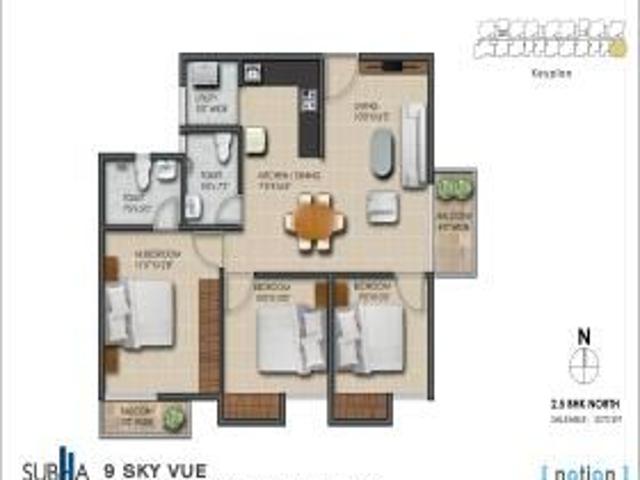 3 BHK 1225 Sq Ft Apartment In Subha 9 Sky Vue, Chandapura, Bangalore