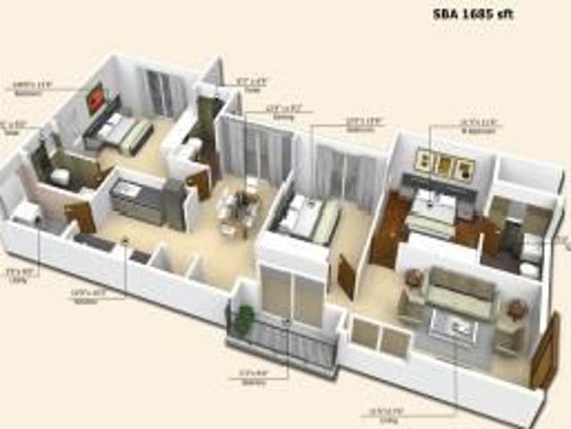 3 BHK 1665 Sq Ft Apartment In Lvr Residency, Koramangala 1st Block, Bangalore
