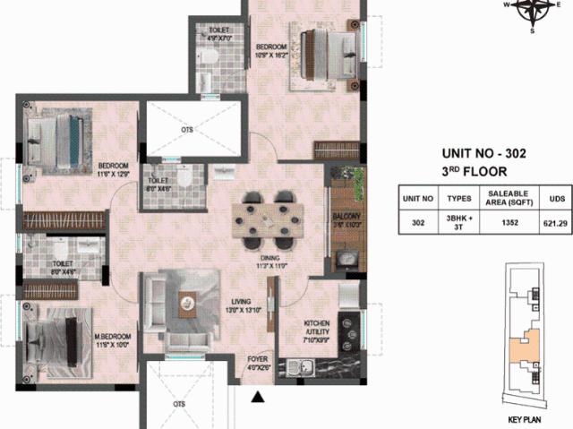 3 BHK Apartment in Choolaimedu for resale Chennai. The reference number is 20843809