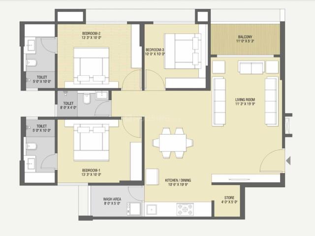 3 BHK Apartment in Adalaj for rent Gandhinagar. The reference number is 20991258