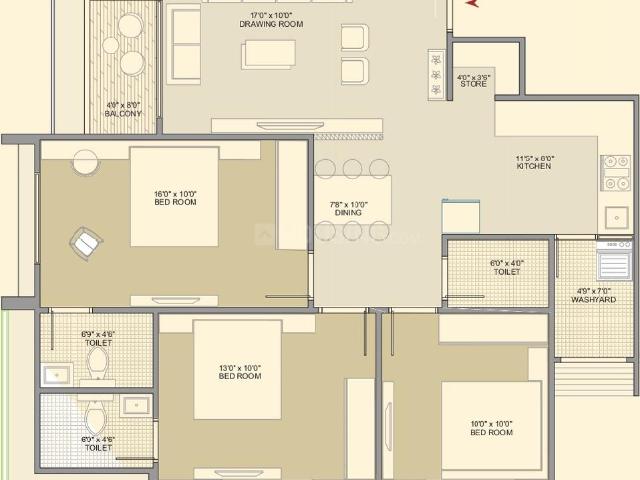 3 BHK Apartment in Bopal for resale Ahmedabad. The reference number is 20385728