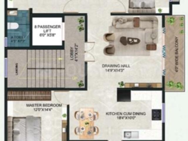 3 BHK Apartment in Bajaj Nagar for resale Nagpur. The reference number is 19703518