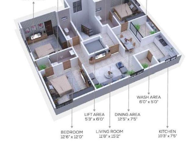 3 BHK Apartment in Deo Nagar for resale Nagpur. The reference number is 16151076
