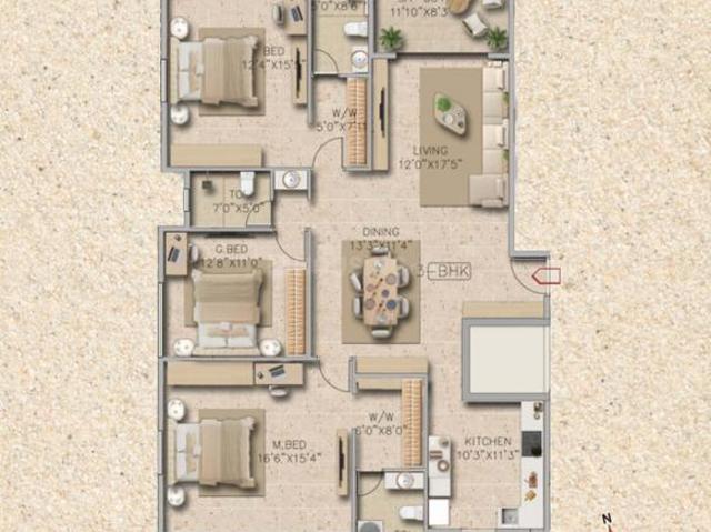3 BHK Apartment in Erandwane for resale Pune. The reference number is 19895484