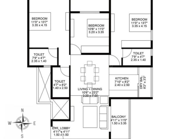 3 BHK Apartment in Kothrud for resale Pune. The reference number is 16315082