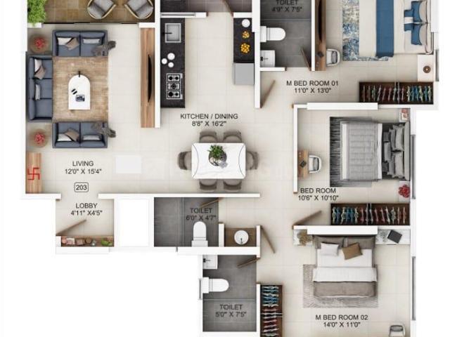 3 BHK Apartment in Kothrud for resale Pune. The reference number is 19895442