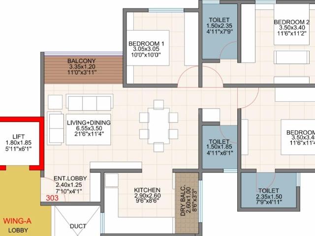 3 BHK Apartment in Kothrud for resale Pune. The reference number is 19921237