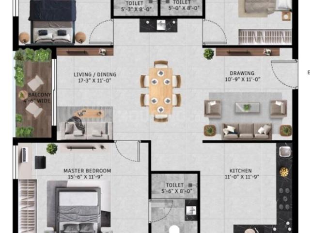 3 BHK Apartment in Kollur for resale Hyderabad. The reference number is 19571009