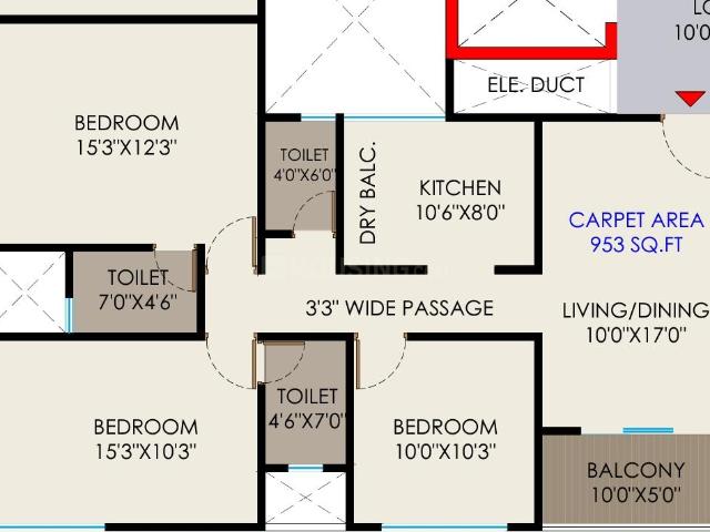 3 BHK Apartment in Kiwale for resale Pune. The reference number is 17216046