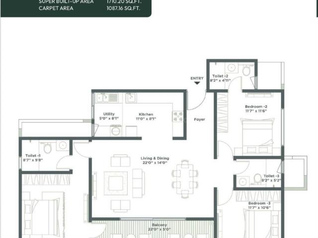 3 BHK Apartment in Hoodi for resale Bengaluru. The reference number is 18474274