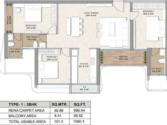 3 BHK Apartment in Juinagar for resale Navi Mumbai. The reference number is 20820784
