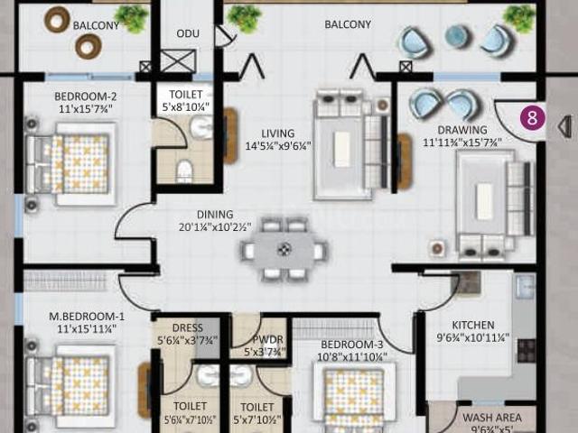 3 BHK Apartment in Madeenaguda for resale Hyderabad. The reference number is 17477723