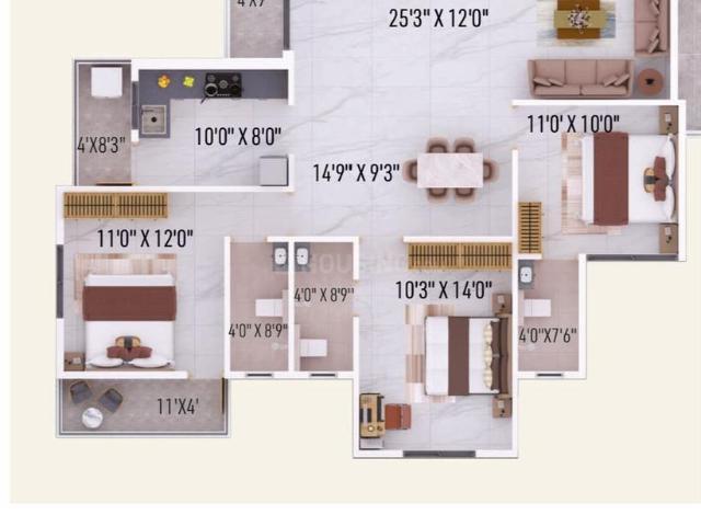3 BHK Apartment in Manish Nagar for resale Nagpur. The reference number is 16970244