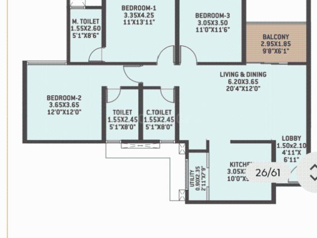 3 BHK Apartment in Manjari Khurd for resale Pune. The reference number is 20434764