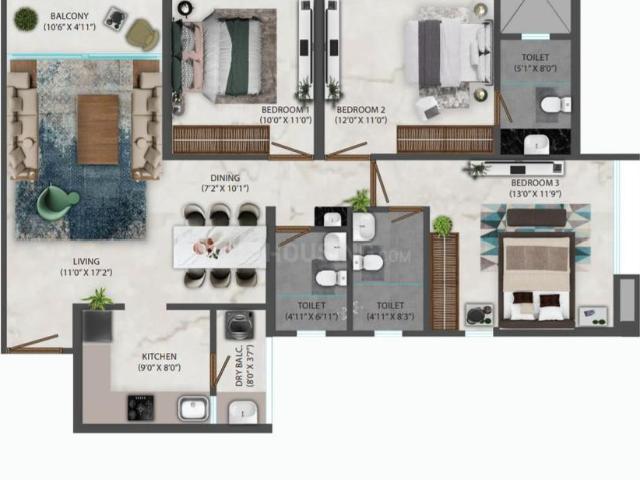 3 BHK Apartment in Mundhwa for resale Pune. The reference number is 19908038