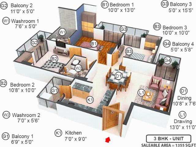 3 BHK Apartment in Noida Extension for resale Greater Noida. The reference number is 15036383