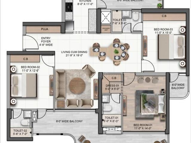 3 BHK Apartment in Nabha for resale Zirakpur. The reference number is 20164863