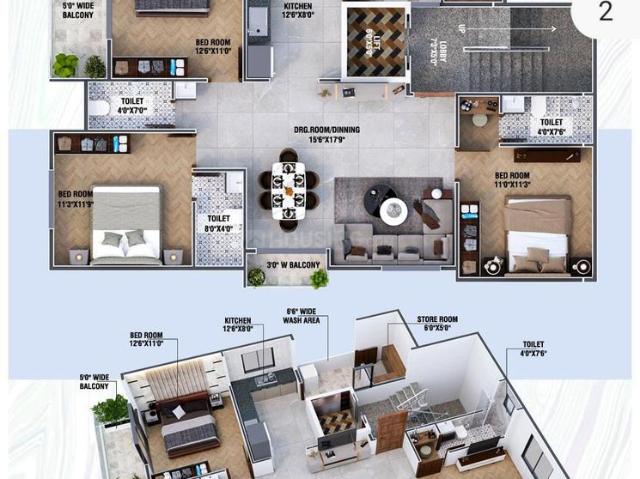 3 BHK Apartment in Narendra Nagar for resale Nagpur. The reference number is 20660884