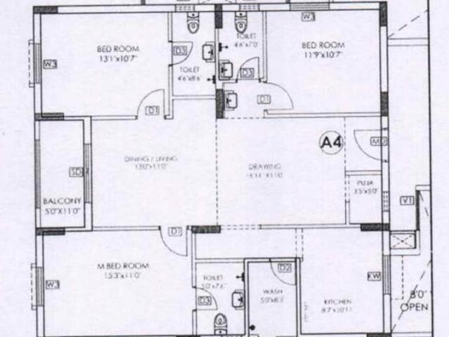 3 BHK Apartment in Narsingi for resale Hyderabad. The reference number is 12746928
