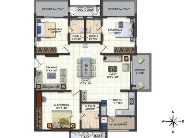 3 BHK Apartment in Narsingi for resale Hyderabad. The reference number is 20272873