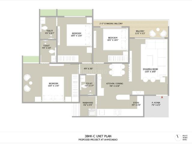 3 BHK Apartment in South Bopal for resale Ahmedabad. The reference number is 15878373