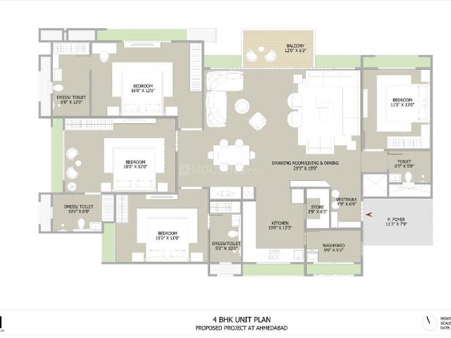 3 BHK Apartment in South Bopal for resale Ahmedabad. The reference number is 15878373