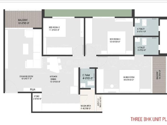 3 BHK Apartment in South Bopal for resale Ahmedabad. The reference number is 19034693