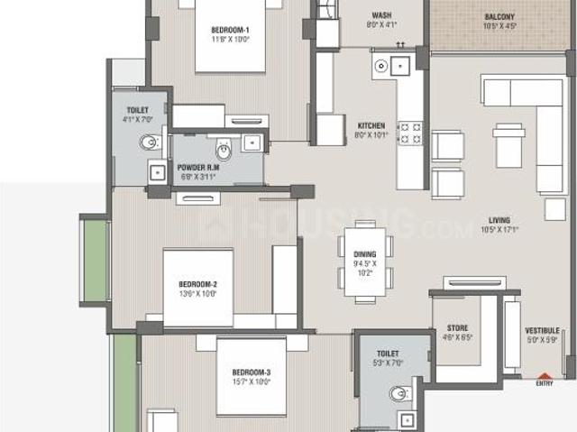 3 BHK Apartment in Sardar Colony for resale Ahmedabad. The reference number is 19786344