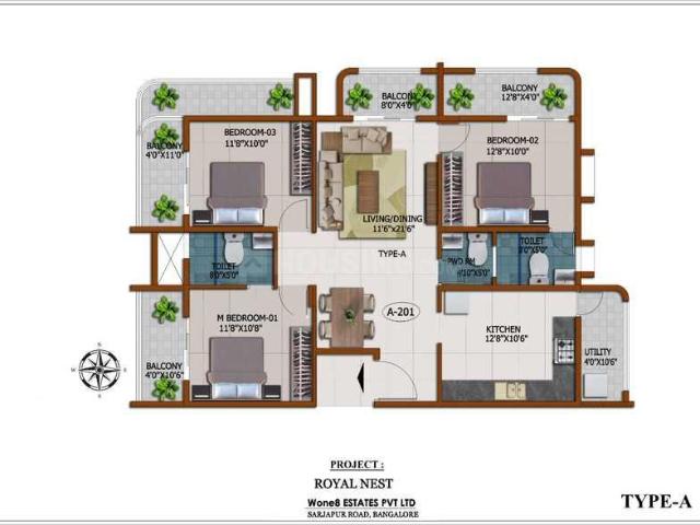 3 BHK Apartment in Sarjapur for resale Bengaluru. The reference number is 20422427