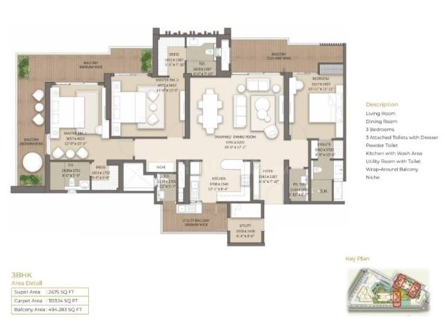 3 BHK Apartment in Sector 37D for resale Gurgaon. The reference number is 19311503