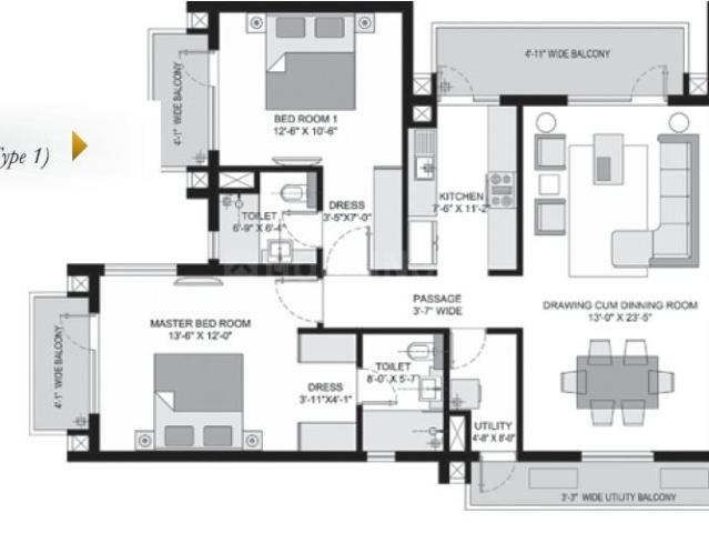 3 BHK Apartment in Sector 77 for rent Gurgaon. The reference number is 20261332