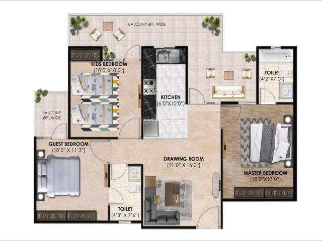 3 BHK Apartment in Sector 86 for resale Faridabad. The reference number is 18493561