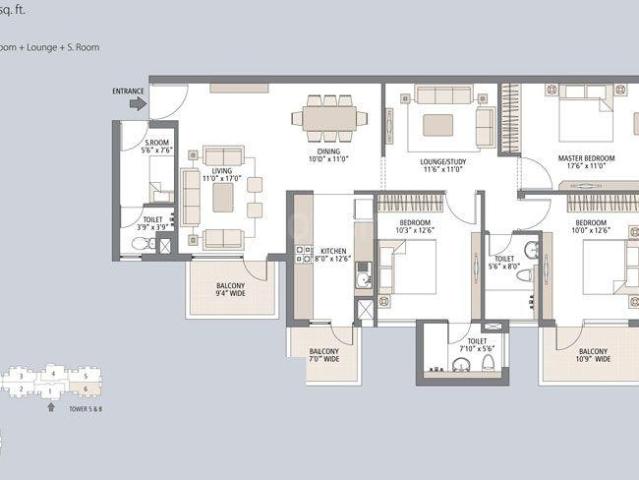 3 BHK Apartment in Sector 83 for rent Gurgaon. The reference number is 20284474
