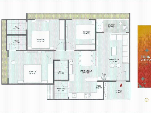 3 BHK Apartment in Shela for resale Ahmedabad. The reference number is 19456312