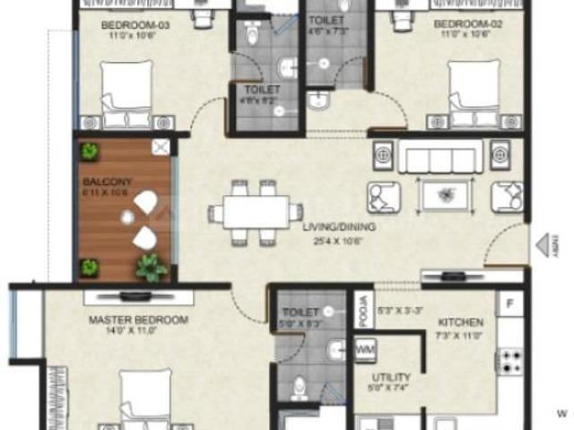 3 BHK Apartment in Sholinganallur for resale Chennai. The reference number is 20063437